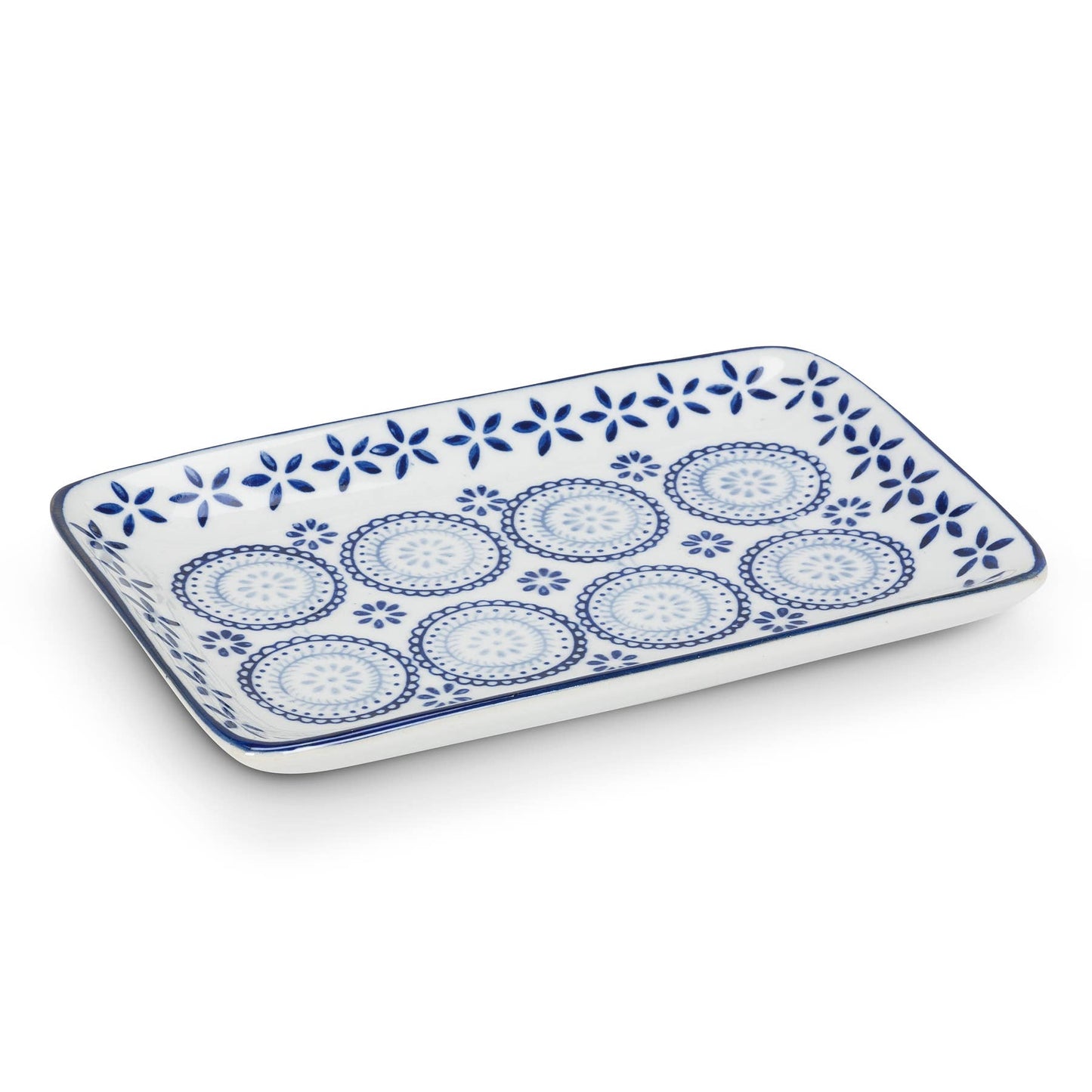Blu/Wht Lg Rect Plate-6Asst-4X7"  1 Pcs Random