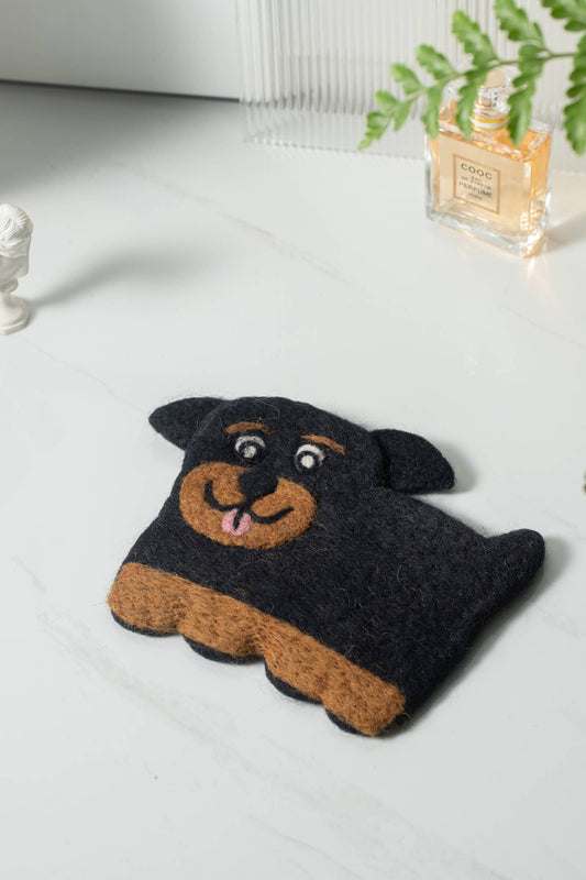 Nepal Handmade Dog Felt Coffee Cup Mug Table Mat Coasters: Shepherd Dog