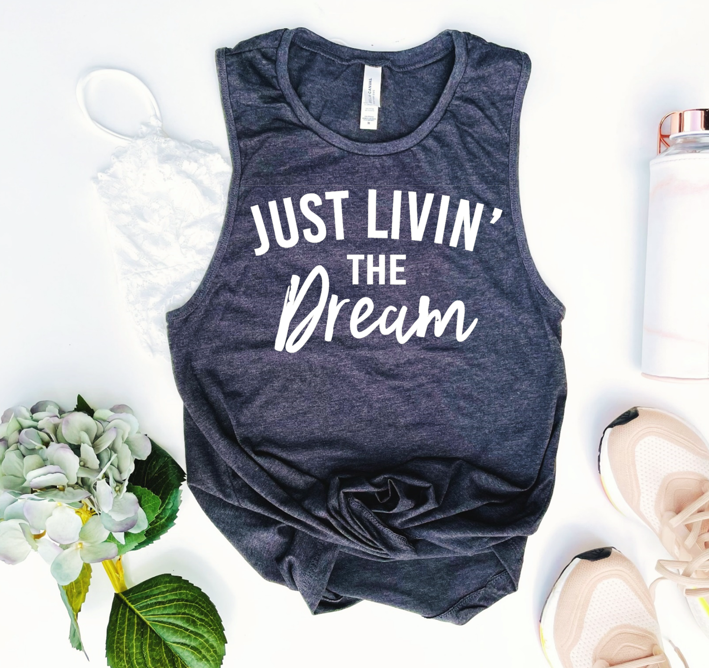 Summer Just Livin' the Dream Ocean Resort Shop Graphic Tank: Navy / Racerback