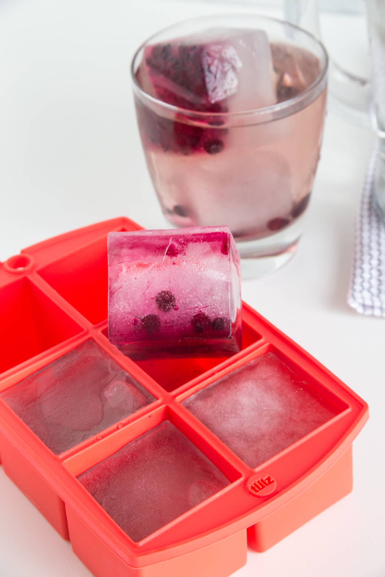 TULZ Mega Ice Block Tray, Ruby, 7.25" x 4.5" x 2"