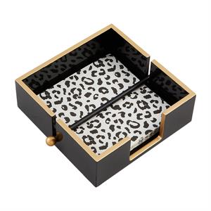 Black Animal Print Napkin Caddy Set