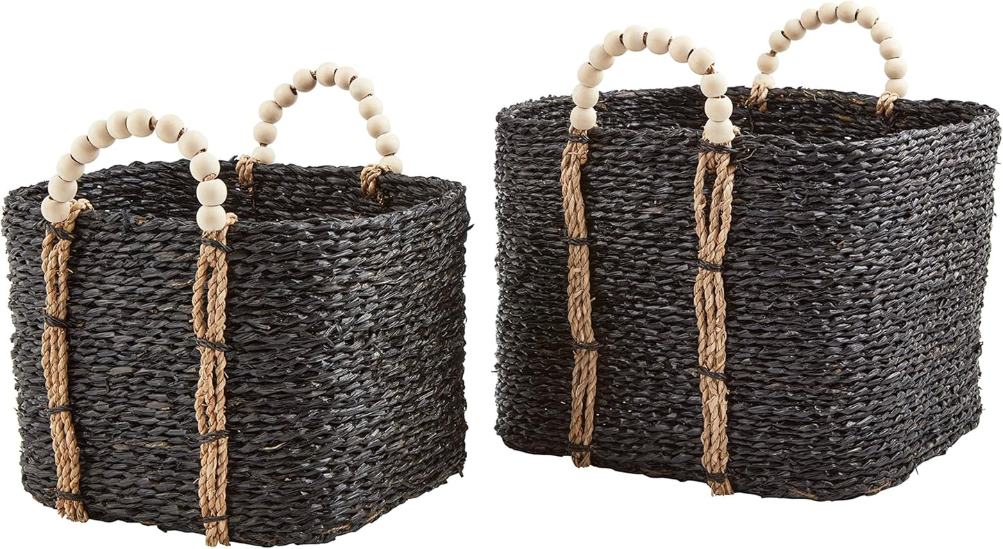 S Bead Handle Black Basket