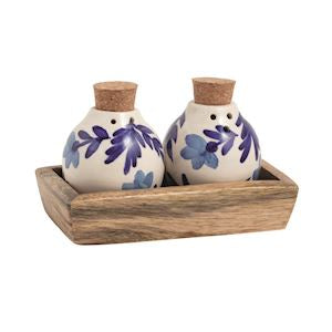 Blue Floral Salt & Pepper Set