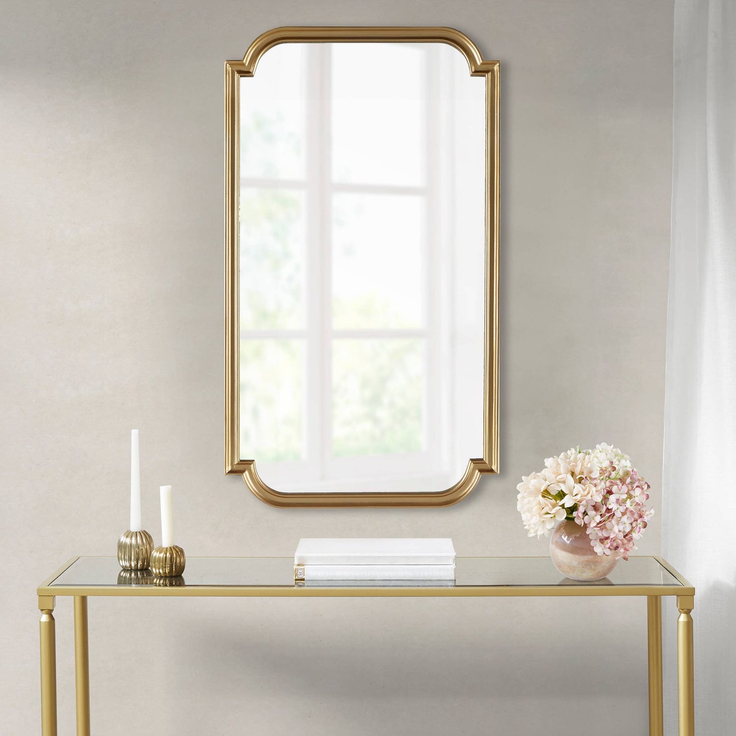 Gold Scalloped Wood Wall Mirror Home Decor