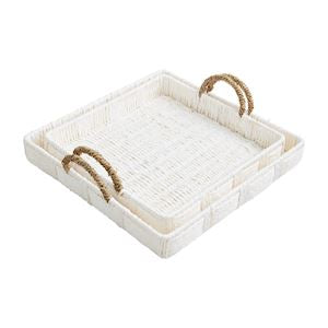 White Woven Tray Small
