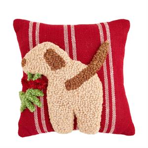 Mistletoe Mini Christmas Dog Hooked Pillow