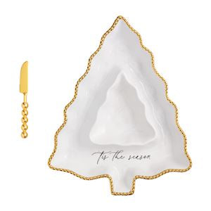 Gold Edge Tree Chip & Dip Set