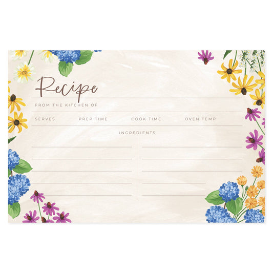 Vintage Blooms Floral Recipe Cards