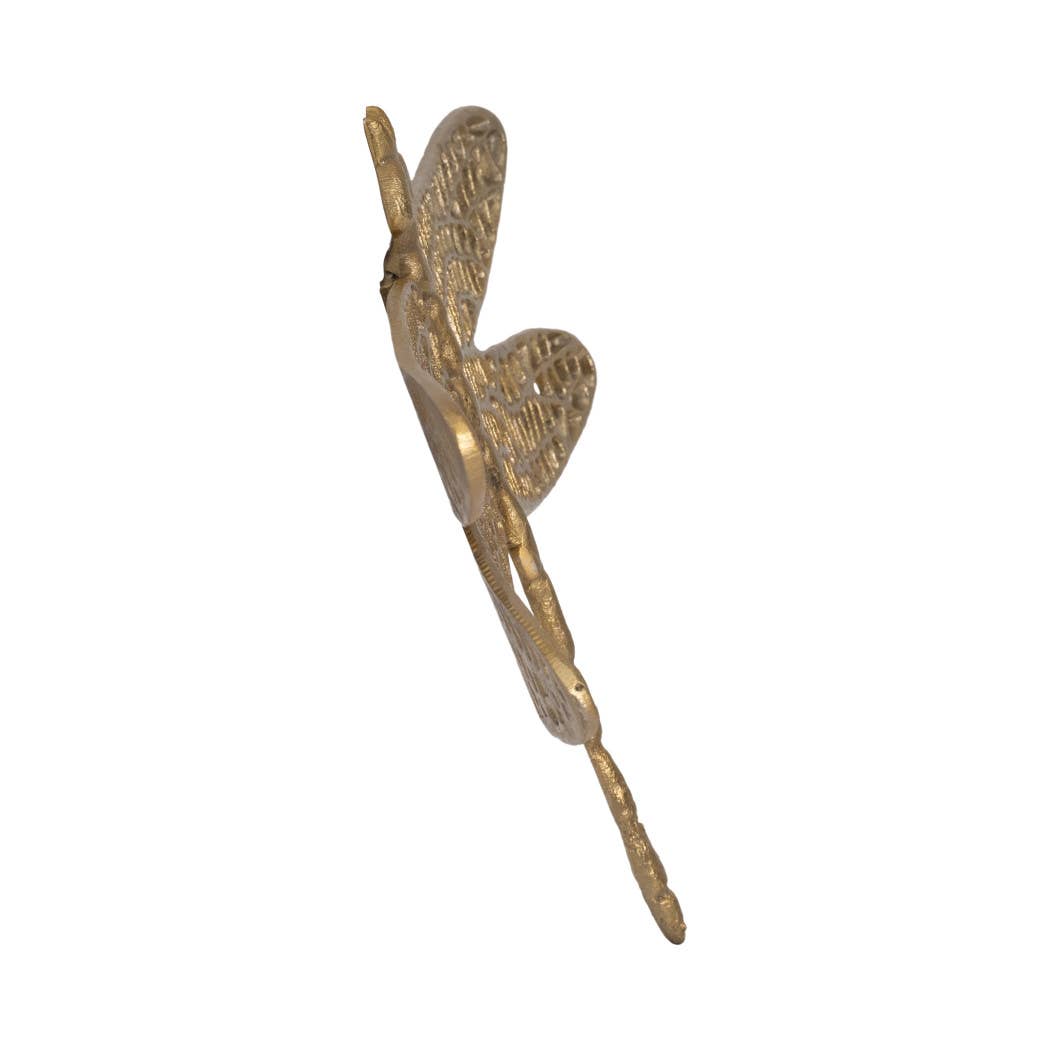 Gold 14 in. Metal Novelty Dragonfly with Cut-Out Figurine