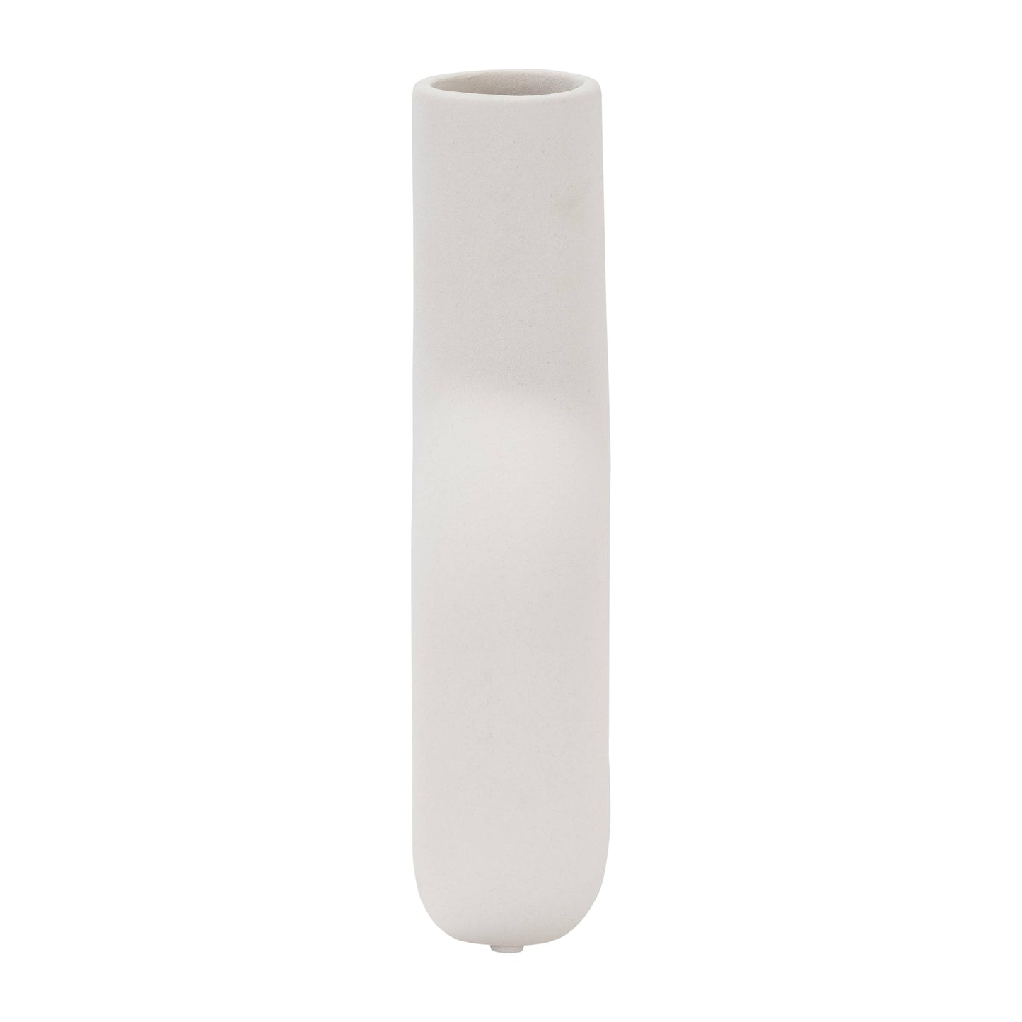 Ceramic Modern Geometric Open Cut Vase - White, 8 in.