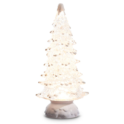 12" Lighted Tree with Snow and Swirling Glitter