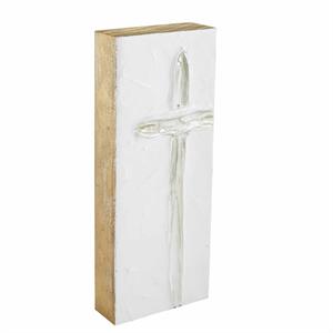 Tall Silver Cross Plaque