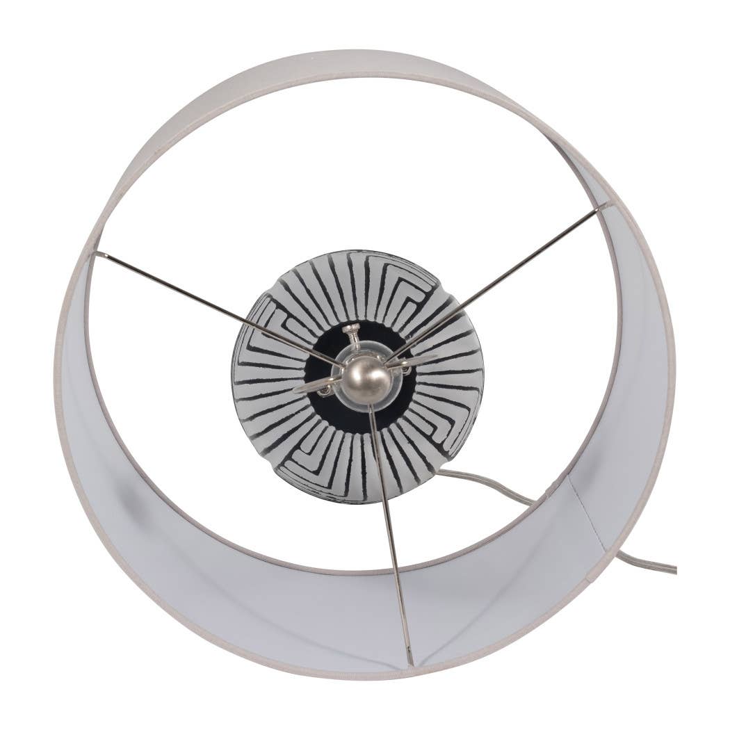 Table Lamp - White Ceramic Boho Tribal Textured, 26 in.
