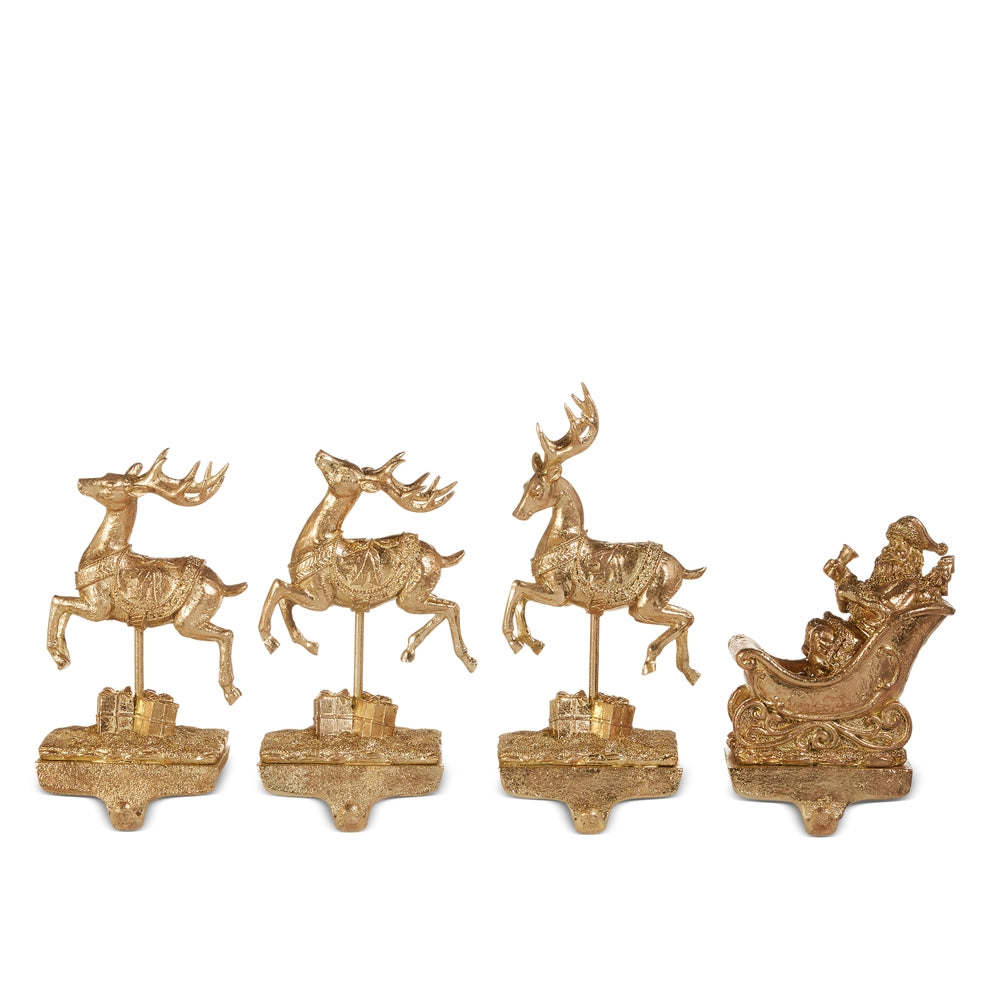 10.5" Santa and Reindeer Stocking Holders