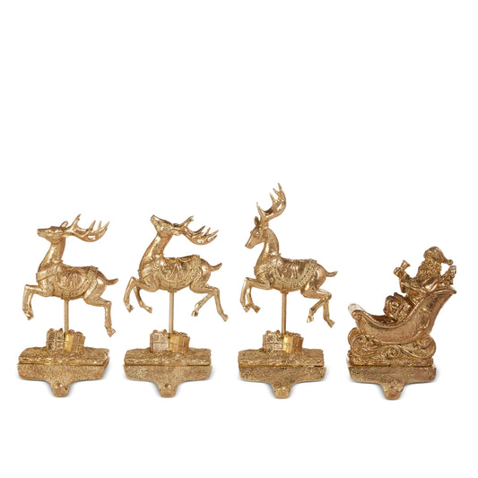 10.5" Santa and Reindeer Stocking Holders