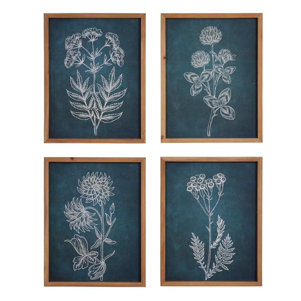 Blue Floral Framed Wall Art