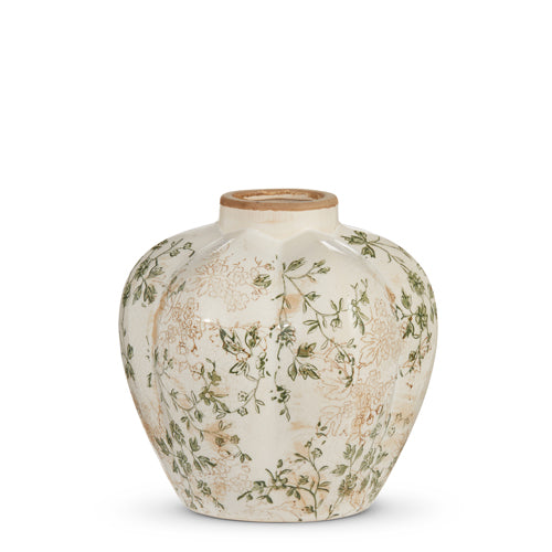 8" TAUPE FLORAL VASE
