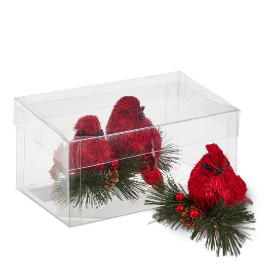 5" Cardinal on Greenery Ornament 1 Piece Random