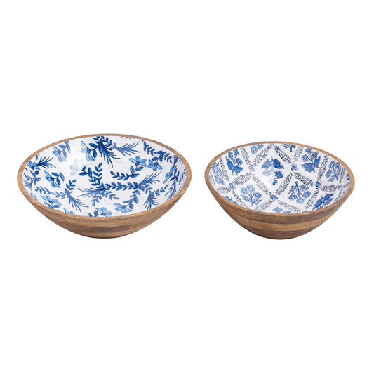 Blue Pattern Wood Enamel Bowl