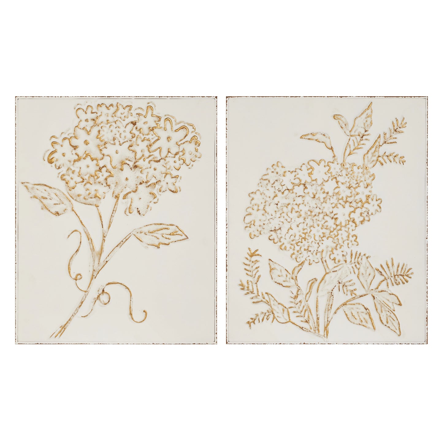 Hydrangea Stem Stamped Metal Wall Art