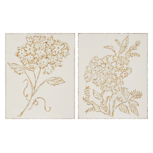 Hydrangea Stem Stamped Metal Wall Art