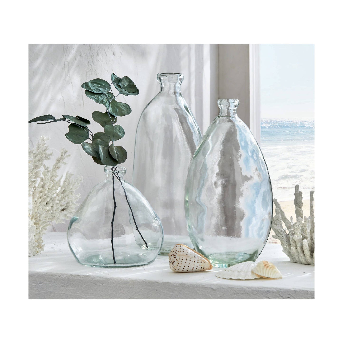 Pismo Recycled Glass Vase Wide Clear Summer