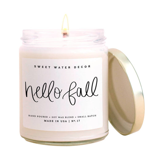 Hello Fall Soy Candle - Clear Jar - 9 oz