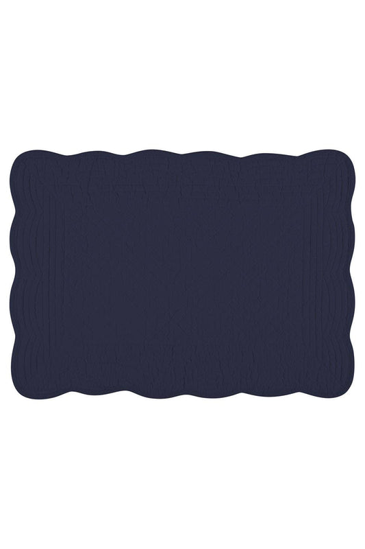 KAF Home 100% Cotton Boutis Quilted Placemat - Rectangle: Navy