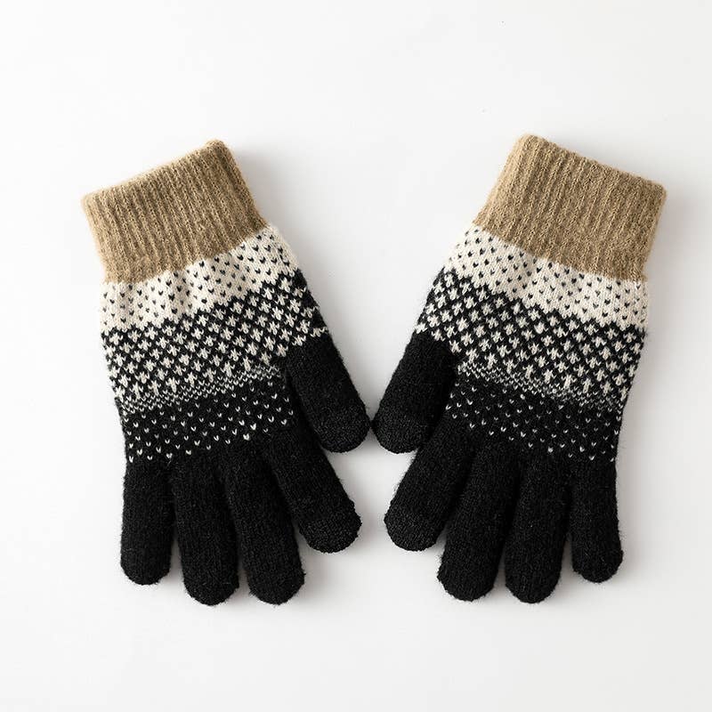 Touchscreen Jacquard Knit Gloves