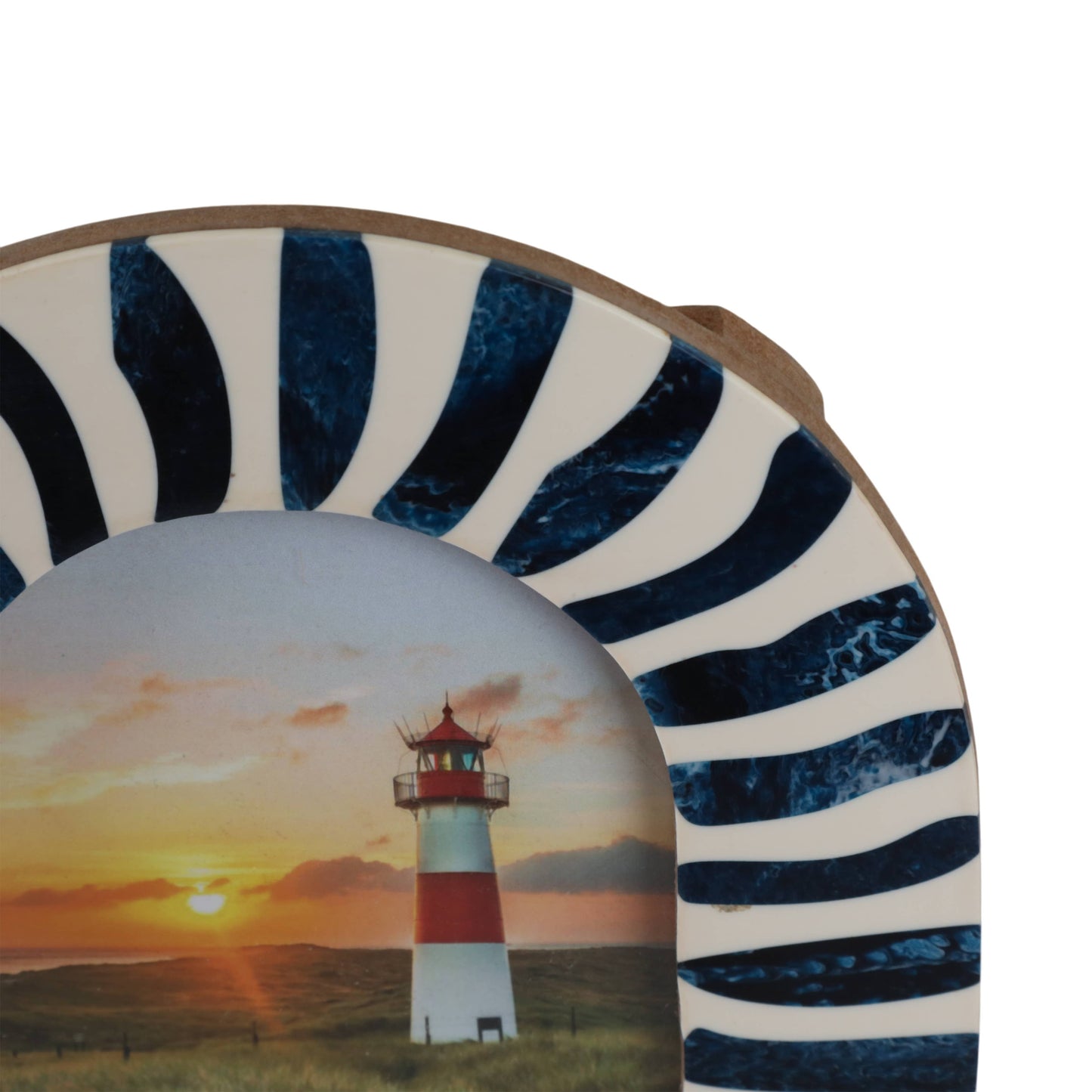 4 in. x 6 in. Blue/White Wood with Inlay Pieces Photo Frame