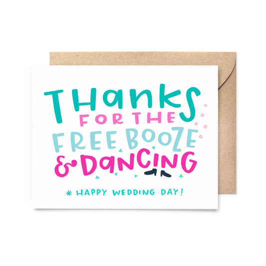 Free Booze & Dancing Wedding Card