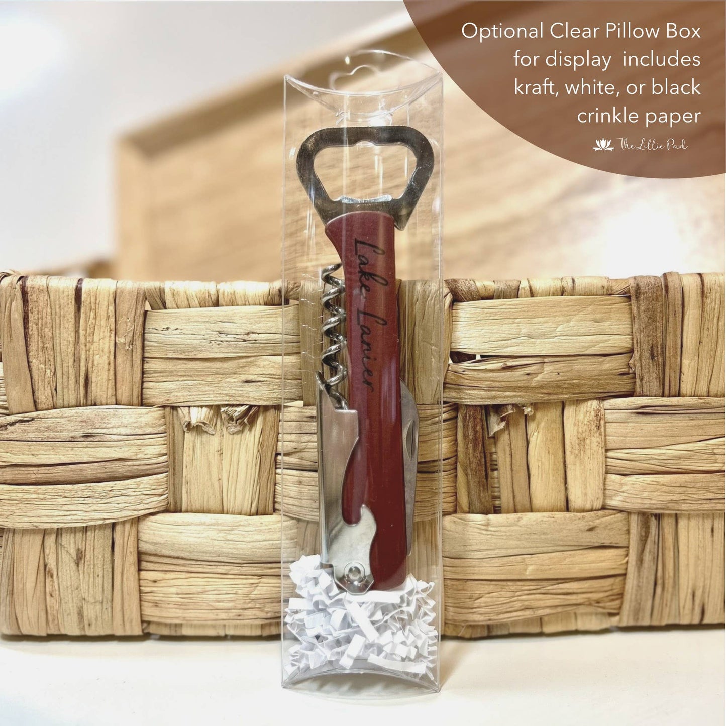 Custom Wine Bottle Opener with City, State, Local Place Name: No Packaging / Dark Brown