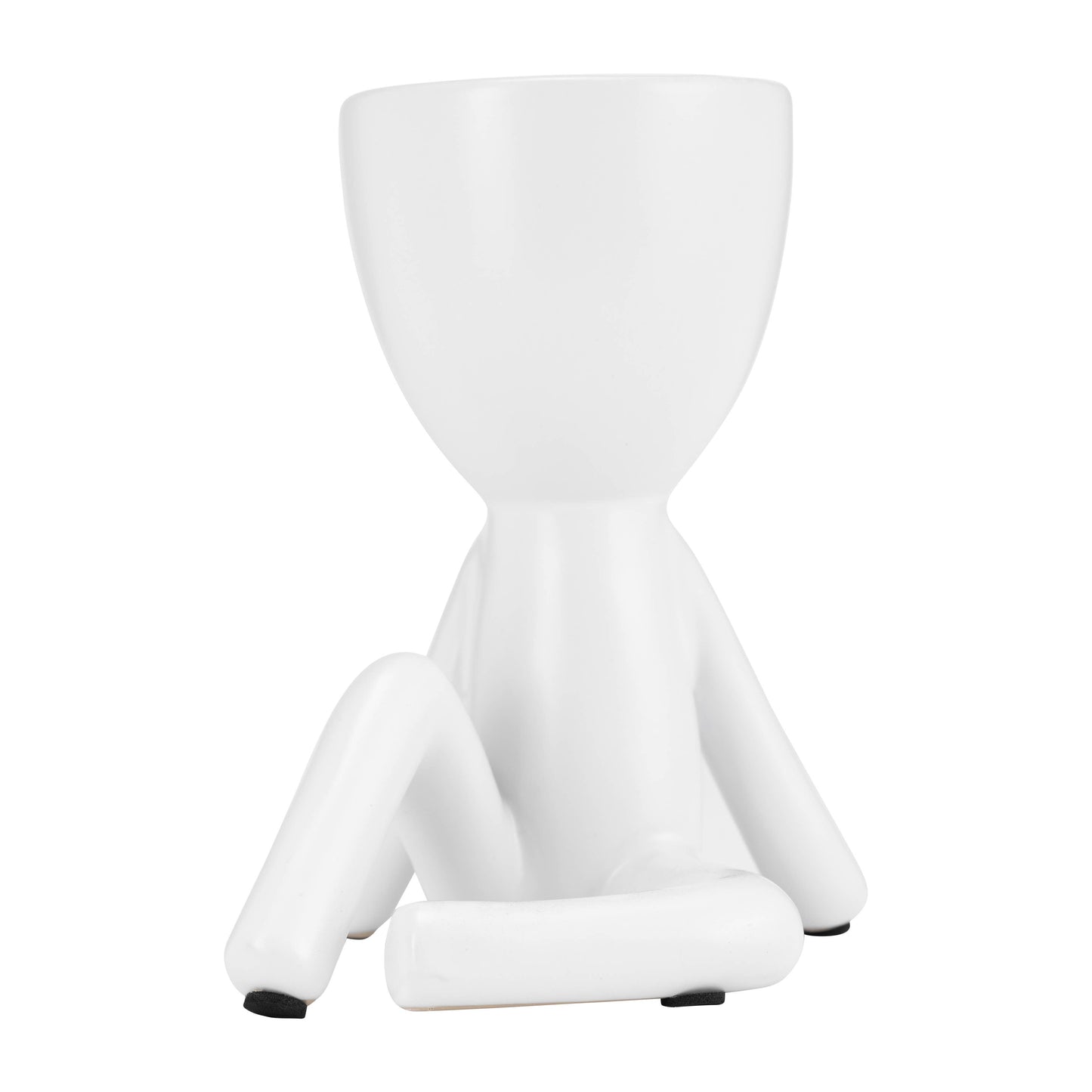 White Ceramic Sitting Human Figure, 6 in. 1pc Random