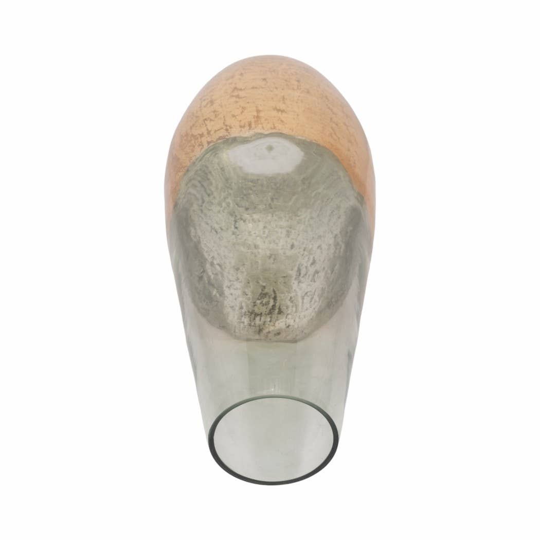 Glass Gold Dipped Tapered Decorative Vase - Clear, 19 in.