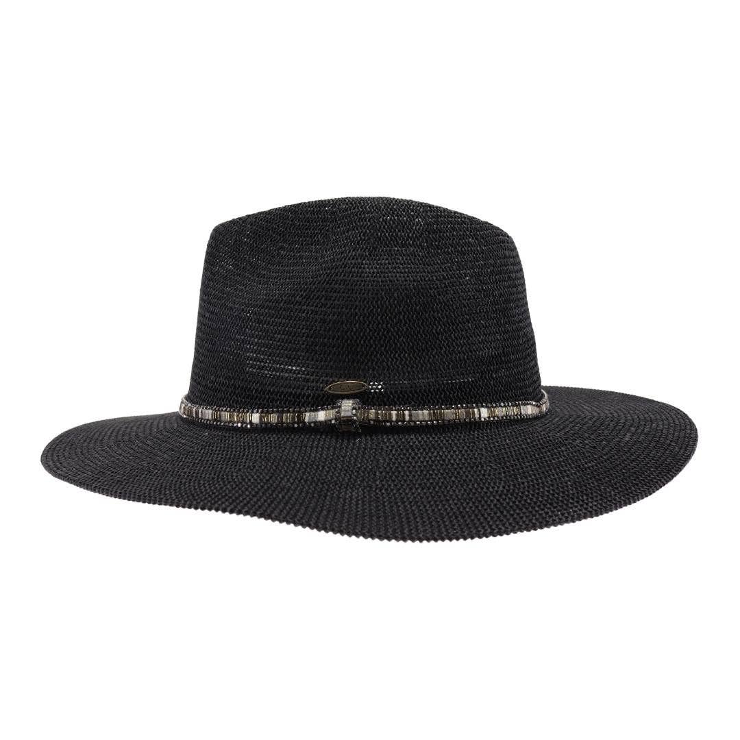 Knit Multi Thread Rhinestone Band Panama Hat KP014: Lt. Grey