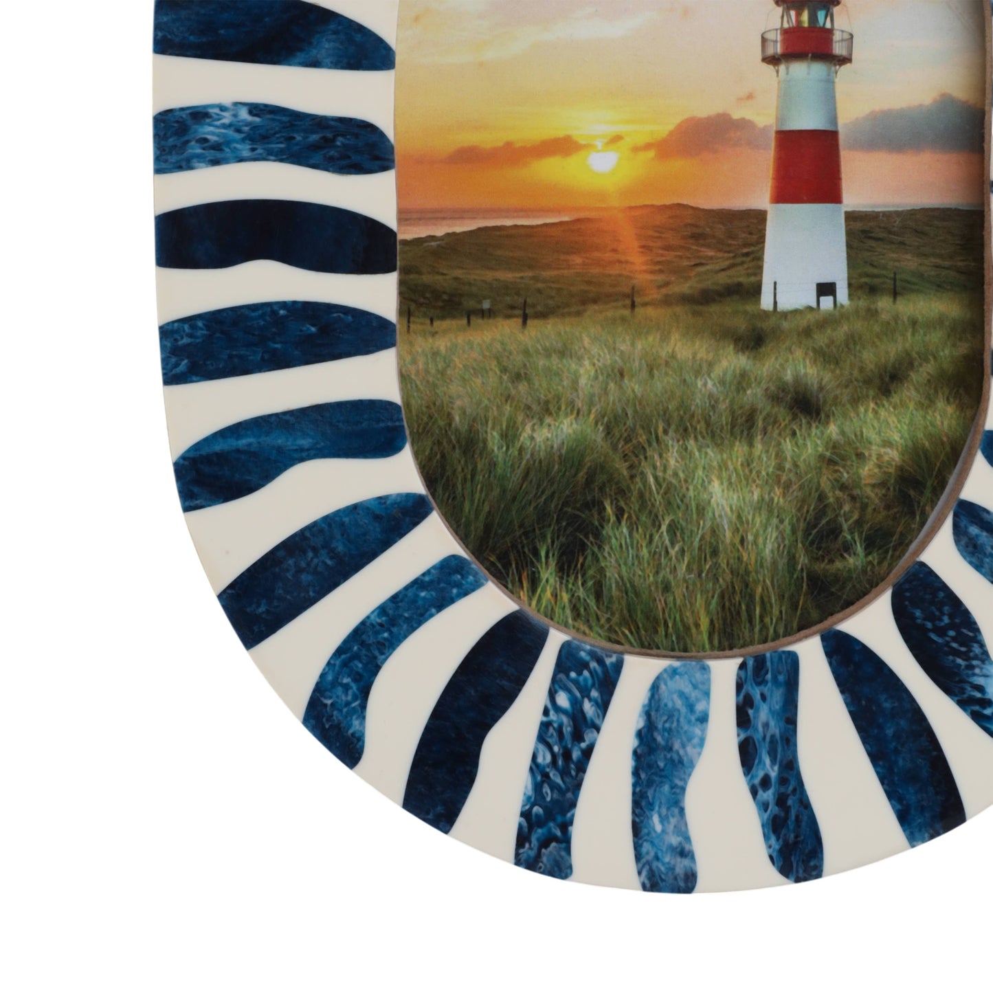 4 in. x 6 in. Blue/White Wood with Inlay Pieces Photo Frame