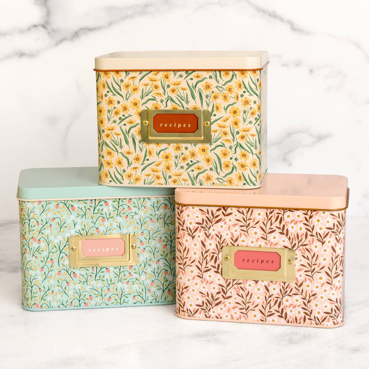 Strawberry Meadow Tin Recipe Box