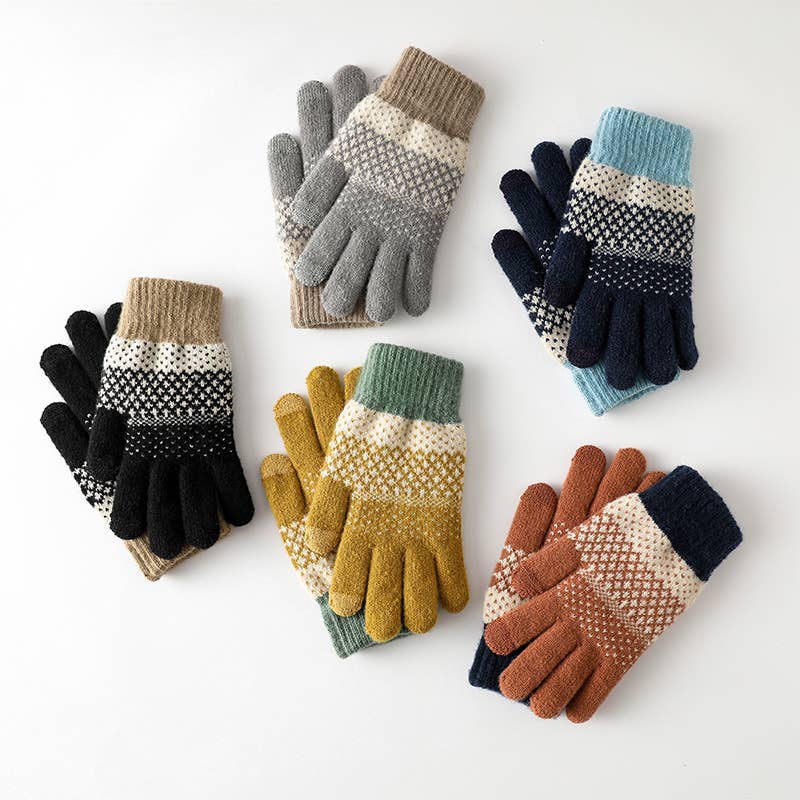 Touchscreen Jacquard Knit Gloves