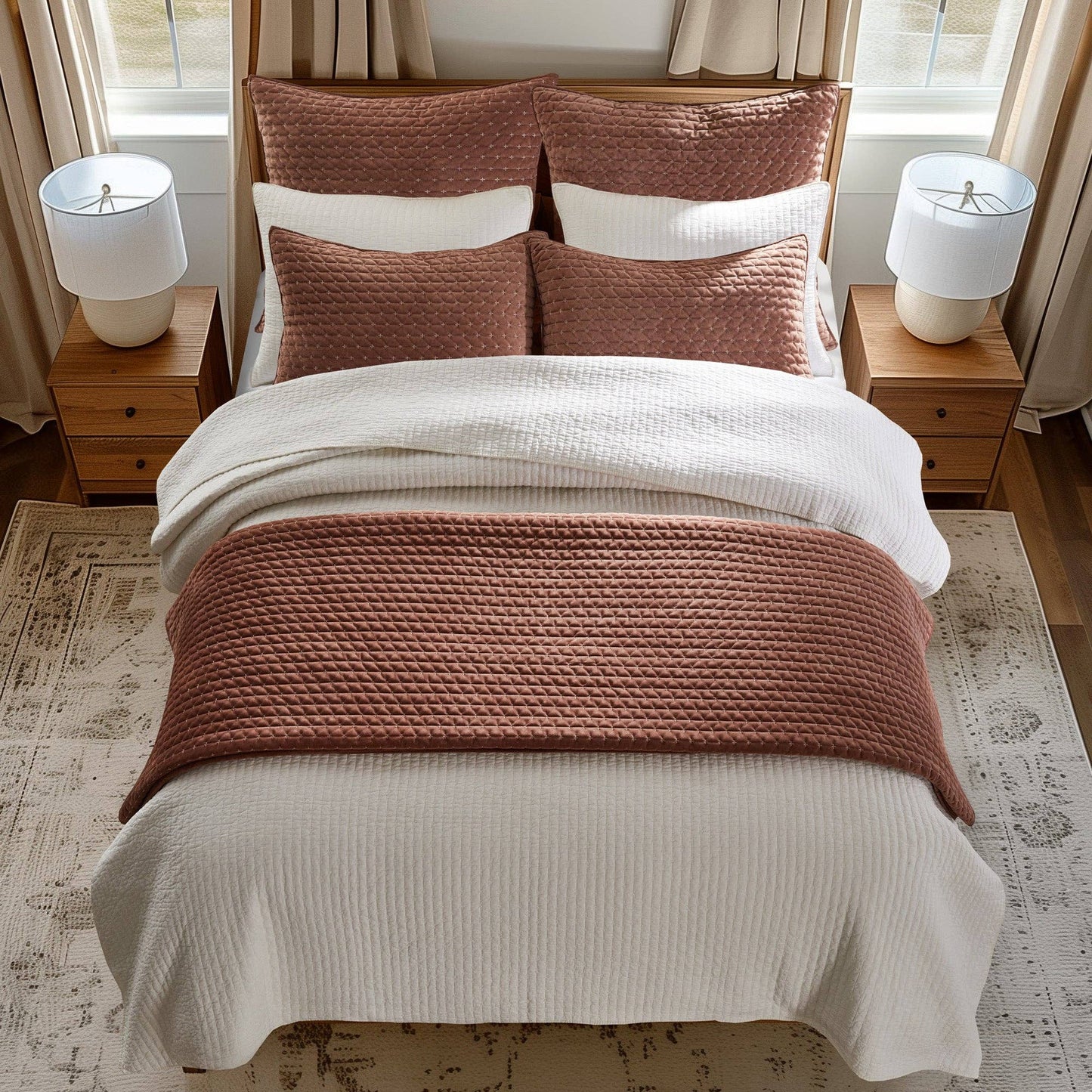 Velvet Stitch Quilt Set: Chambray / Full/Queen