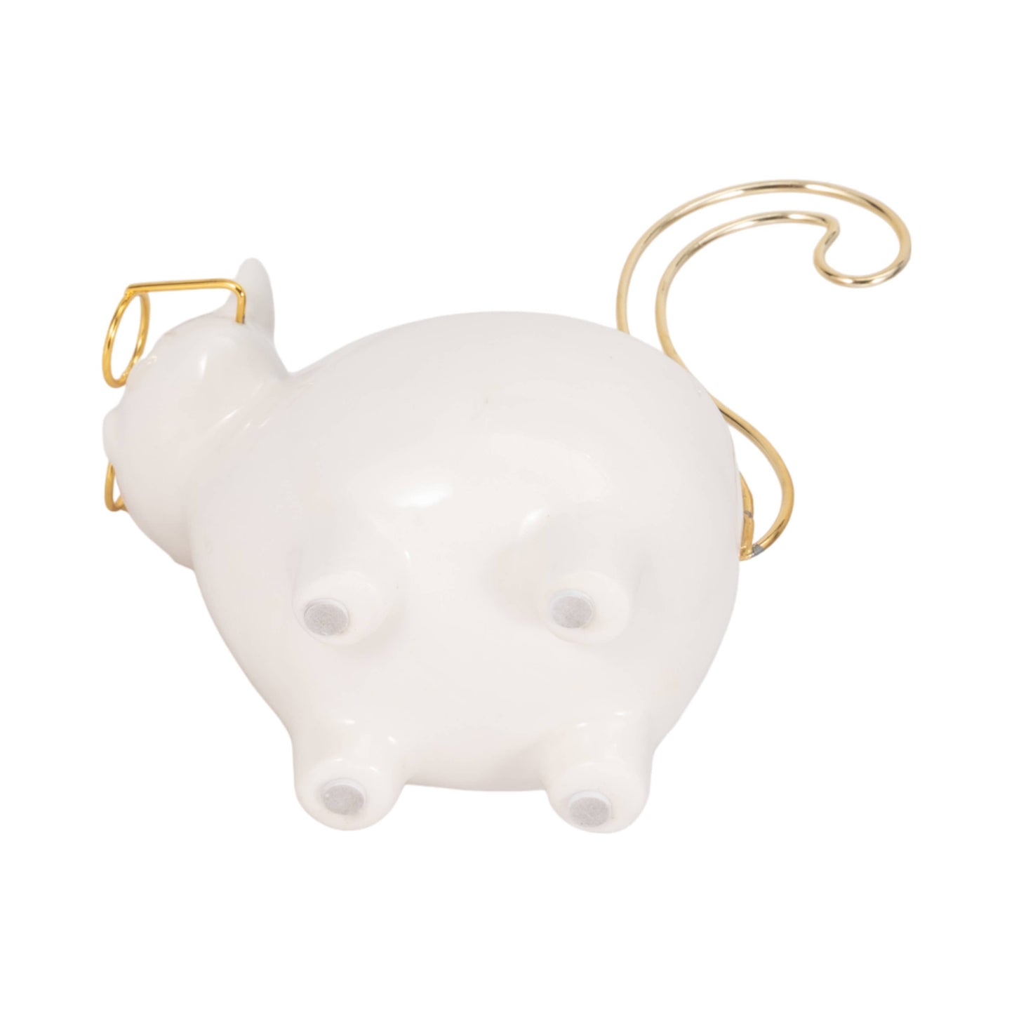 Trinket Dish - White/Gold Ceramic Boho Kitty, 7 in.