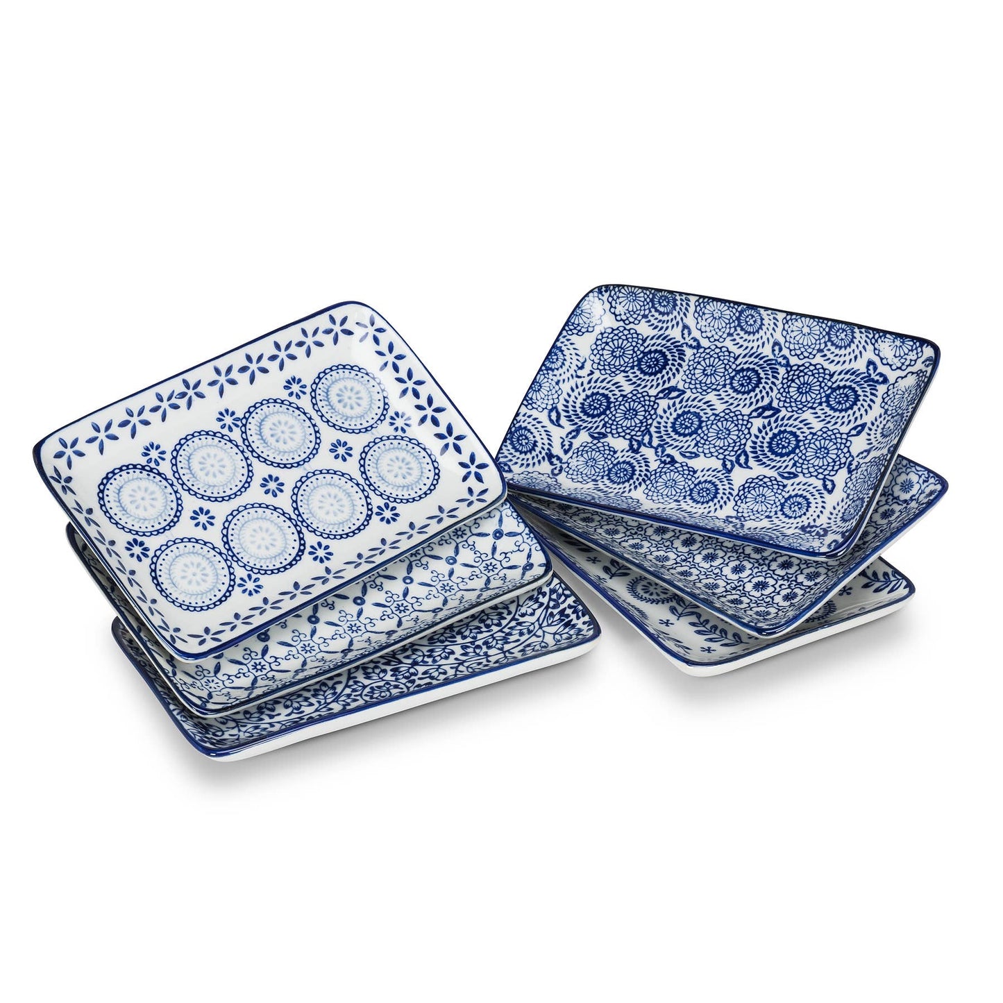 Blu/Wht Lg Rect Plate-6Asst-4X7"  1 Pcs Random