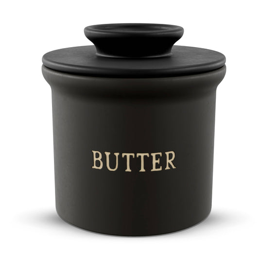 Kook French Butter Keeper Dish, Ceramic: Black