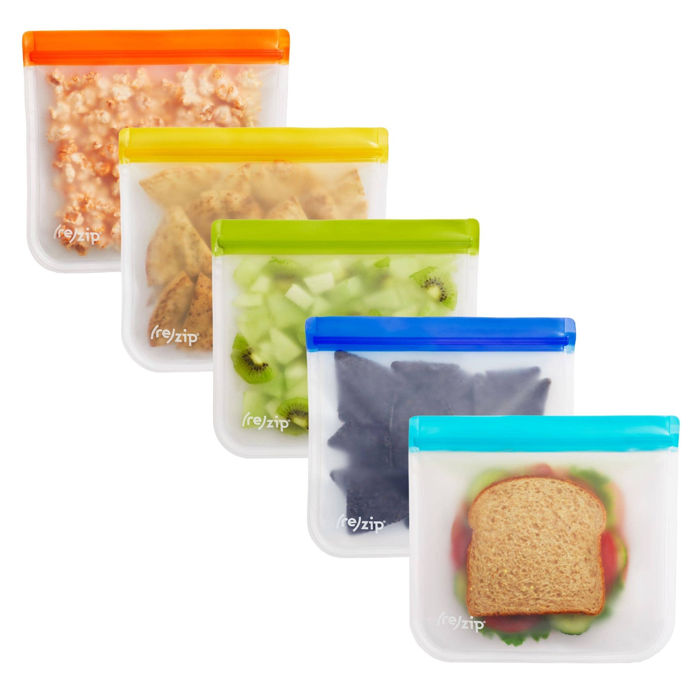 Reusable Flat Sandwich Bags - 5 Pack Jewel Tones