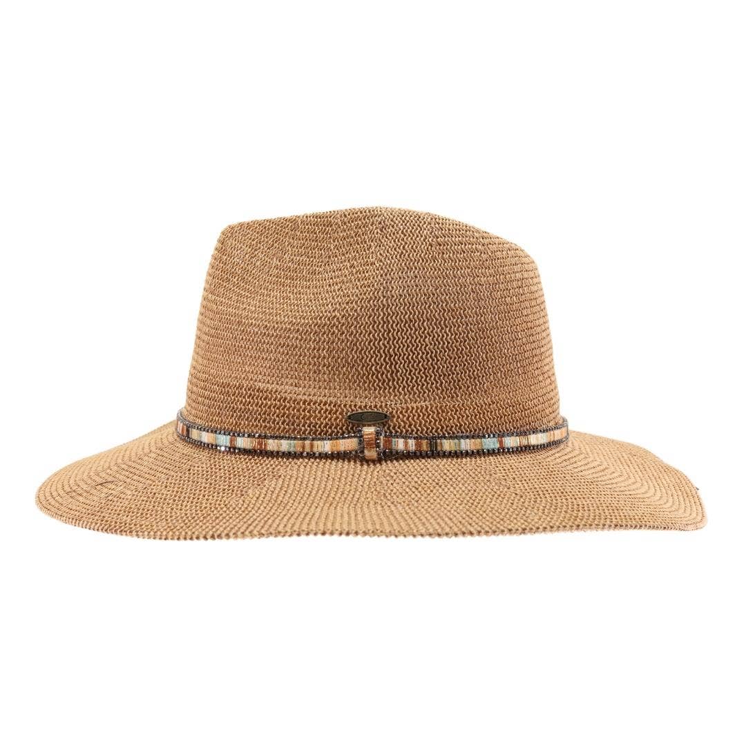 Knit Multi Thread Rhinestone Band Panama Hat KP014: Lt. Grey