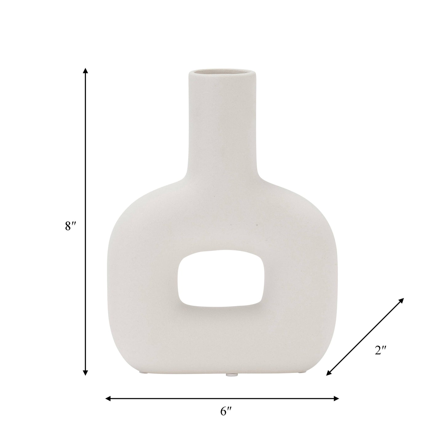 Ceramic Modern Geometric Open Cut Vase - White, 8 in.