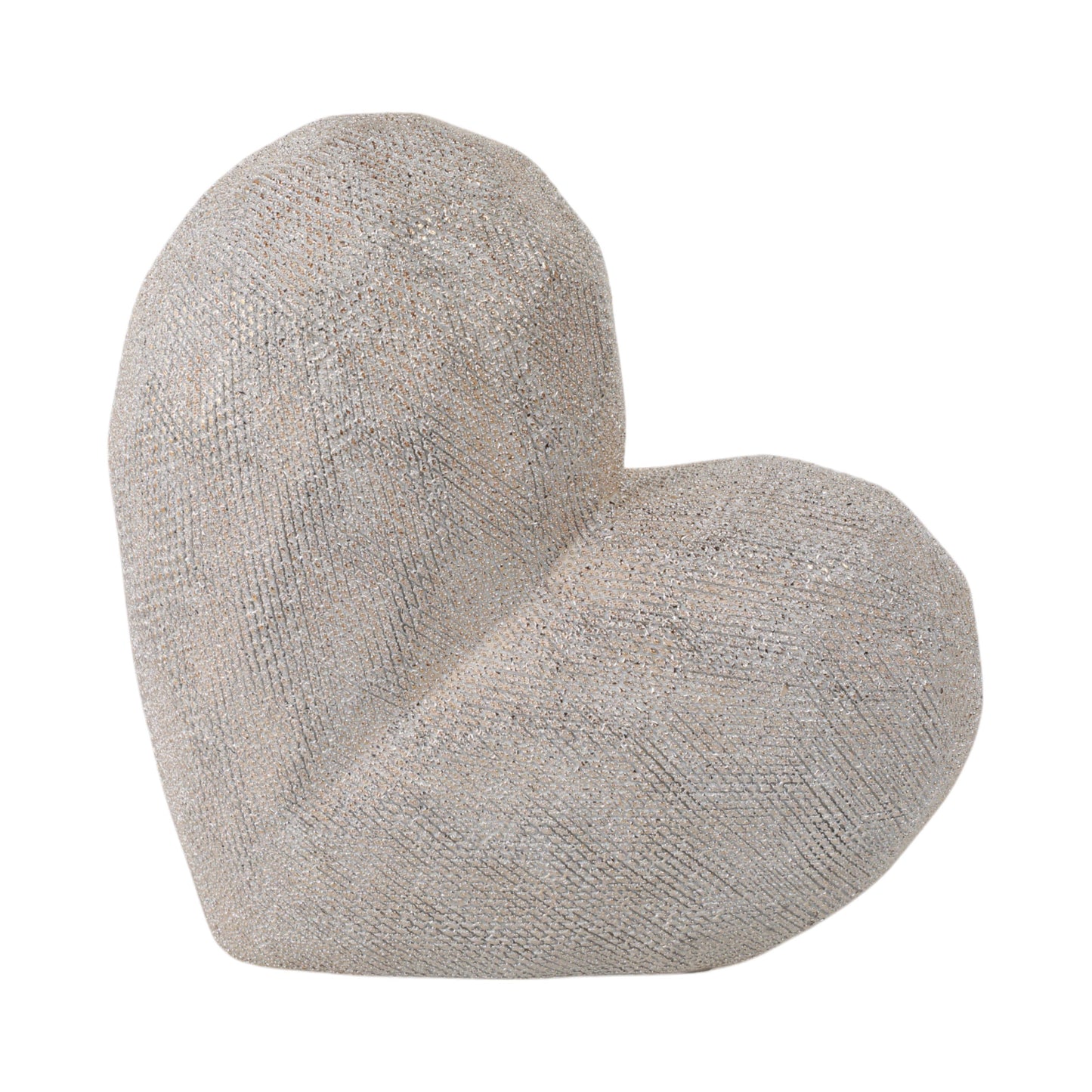 Ceramic Scratched Geometric Heart Sculpture - Gold, 8 in.