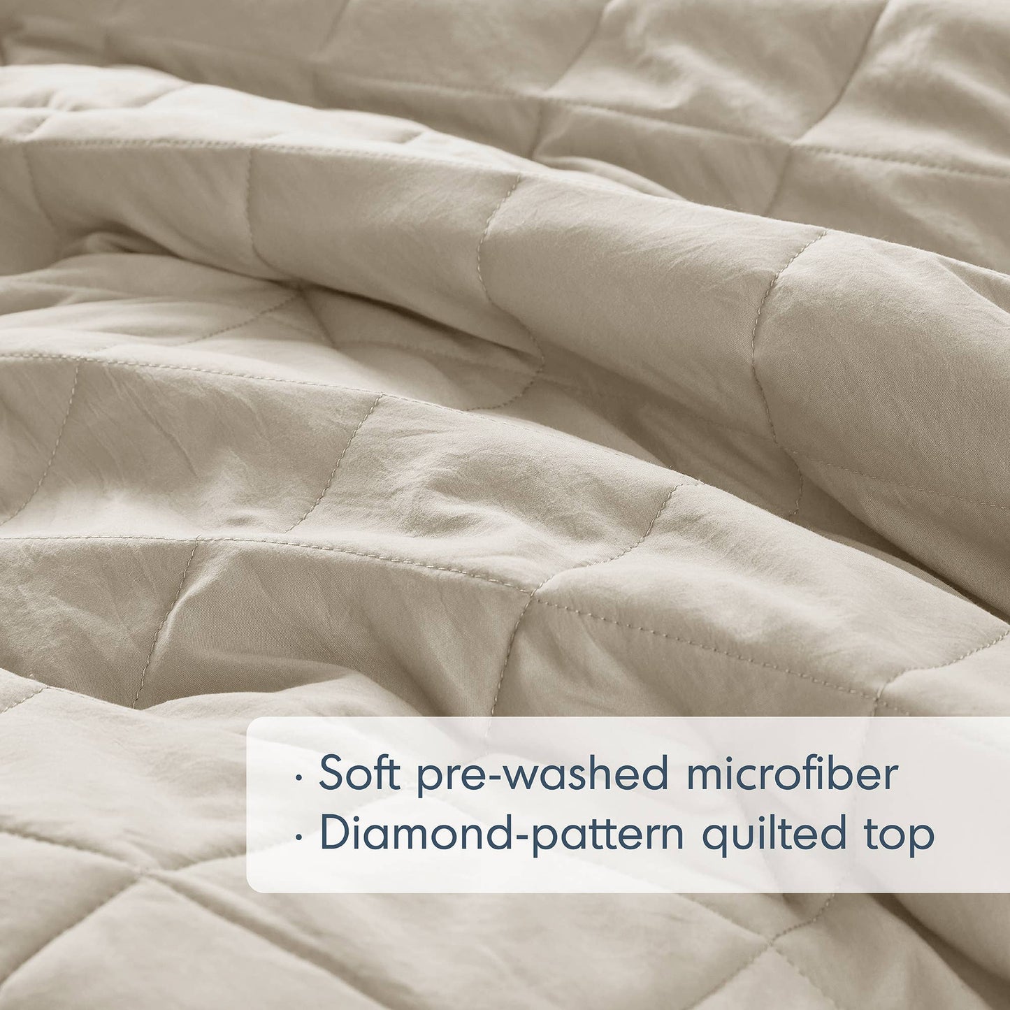 Diamond Quilted Ruffle Edge Comforter Set, Neutral