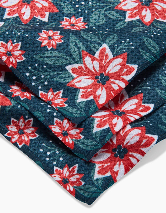 Poinsettia Garden Dishcloth Set {D}