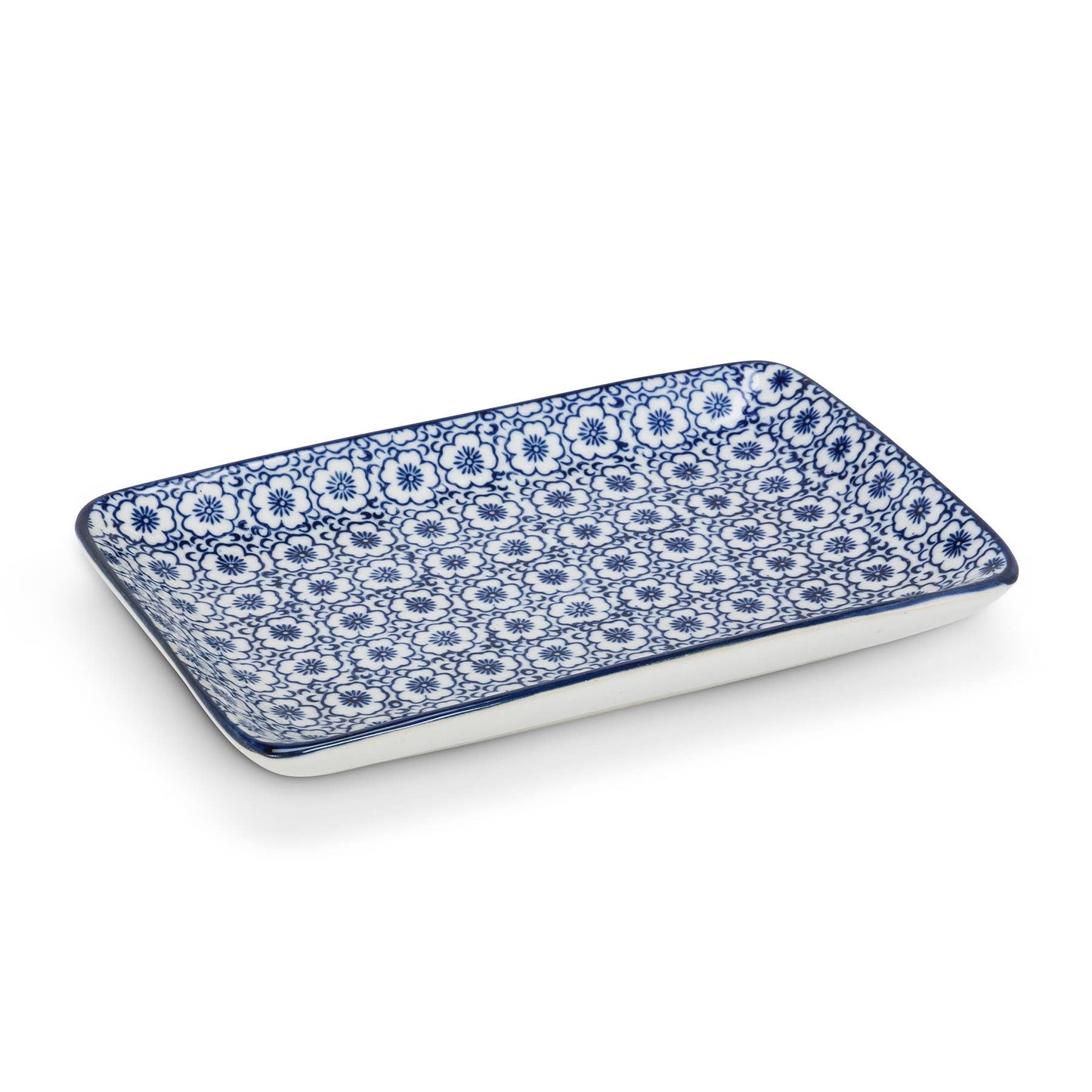 Blu/Wht Lg Rect Plate-6Asst-4X7"  1 Pcs Random