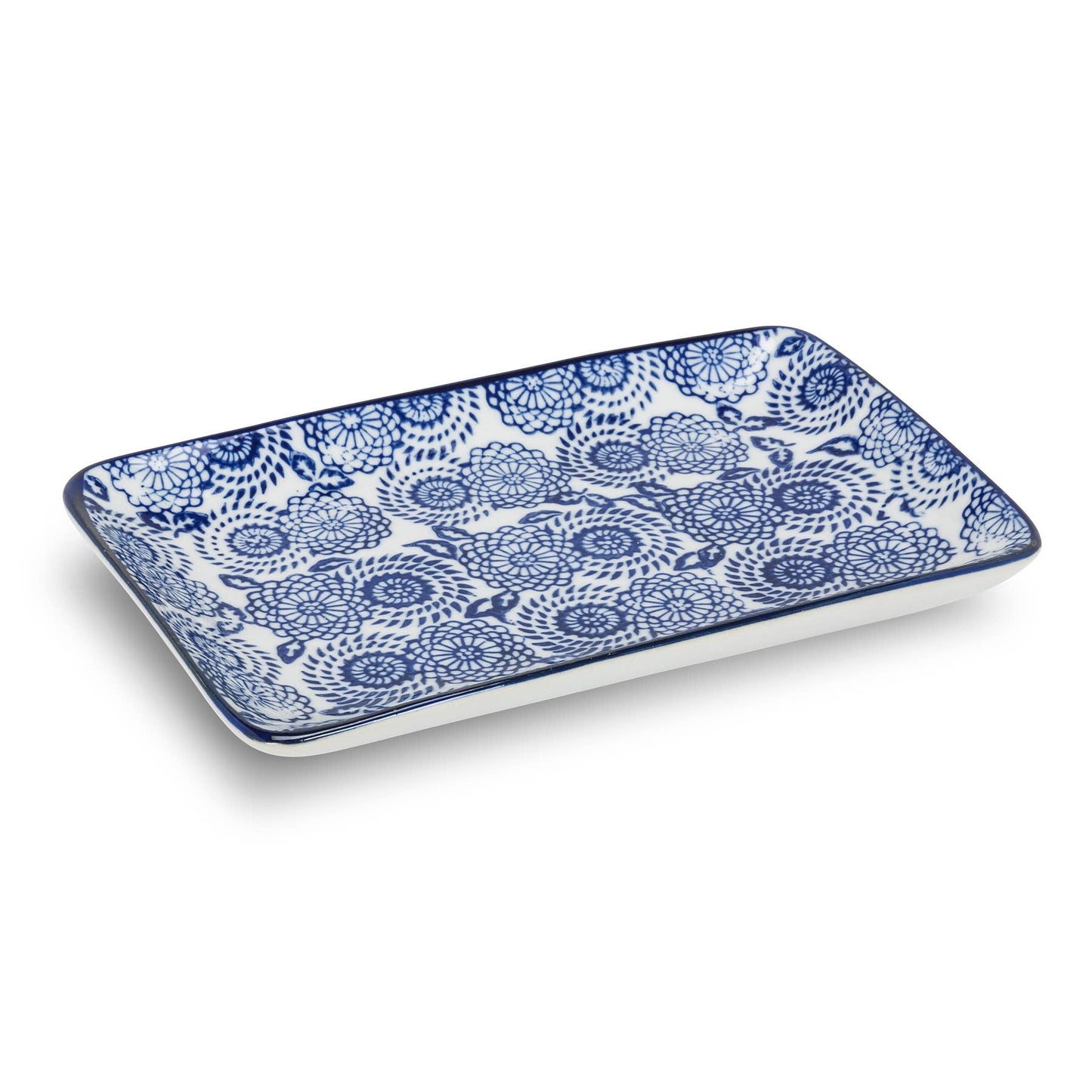 Blu/Wht Lg Rect Plate-6Asst-4X7"  1 Pcs Random